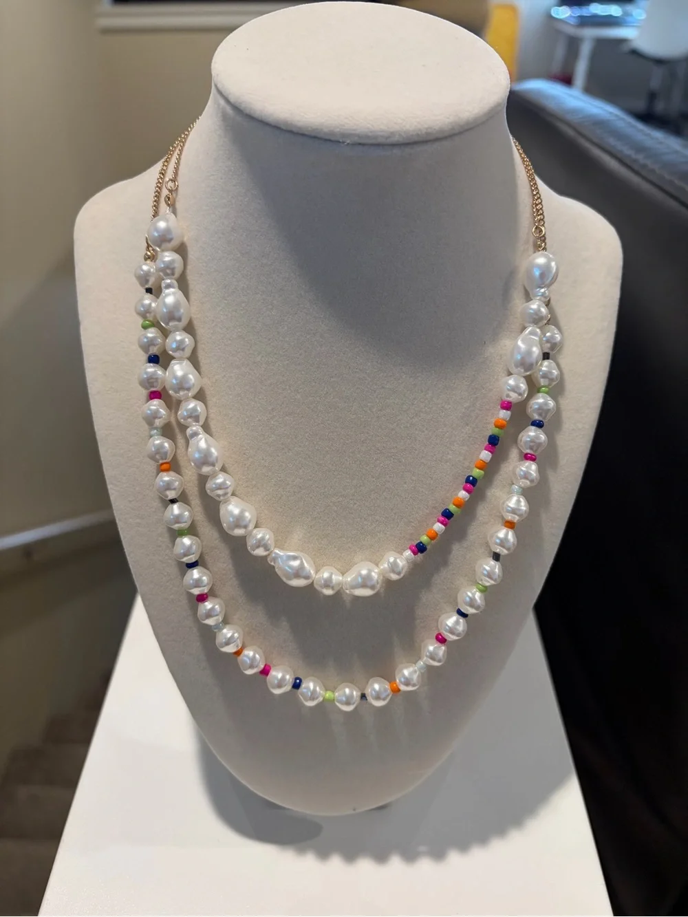 Colorful costume jewelry necklace
